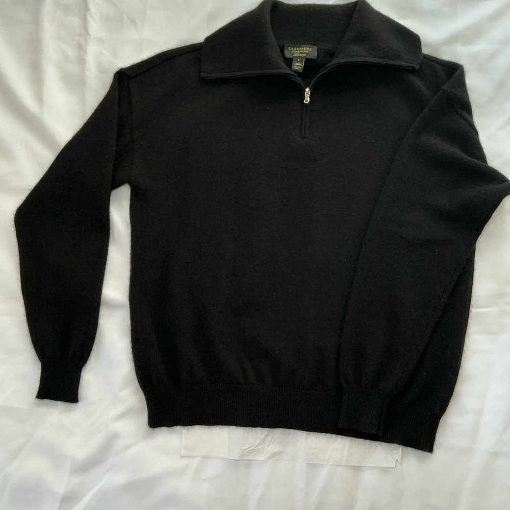 CASHMERE chárter club Lands' End Black Zip Up Sweater